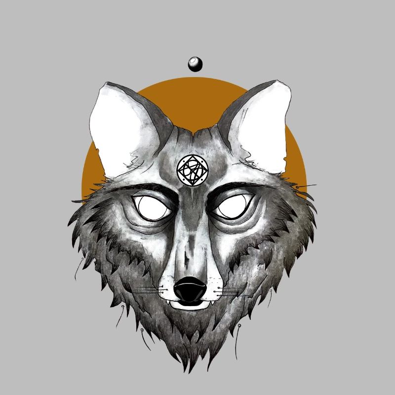 Mystischer Wolf mit Pentagramm Blick