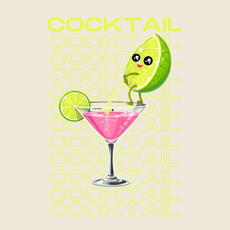 Neon Lemonade Cocktail Cartoon