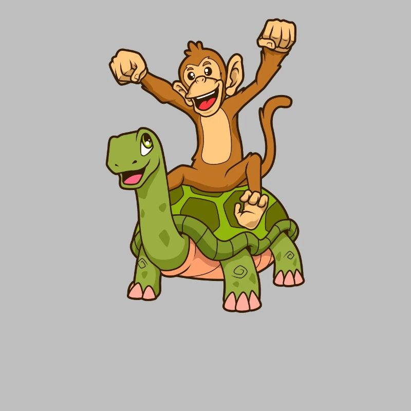 Comic - Affe sitzt auf Schildkröte
