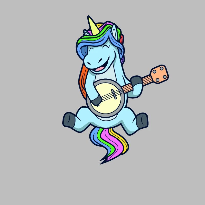 Comic Einhorn spielt Banjo