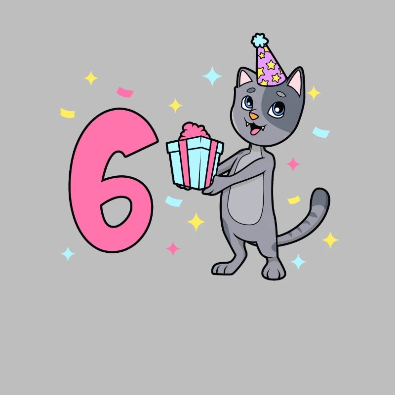 Mit Katze - Mädchen Geburtstag 6 Jahre