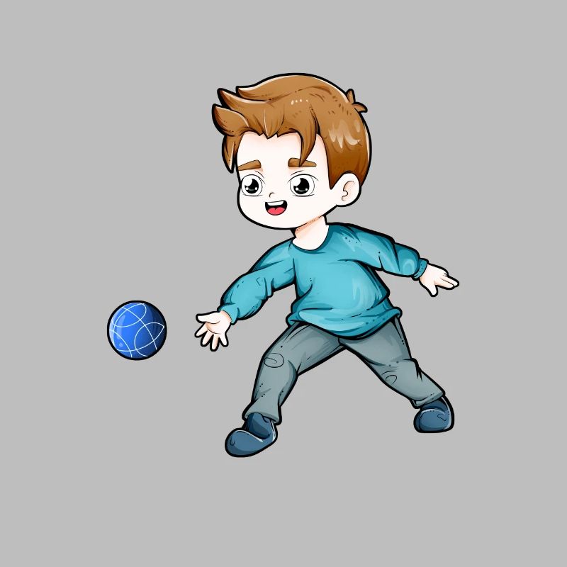 Junge spielt Bocce Ball