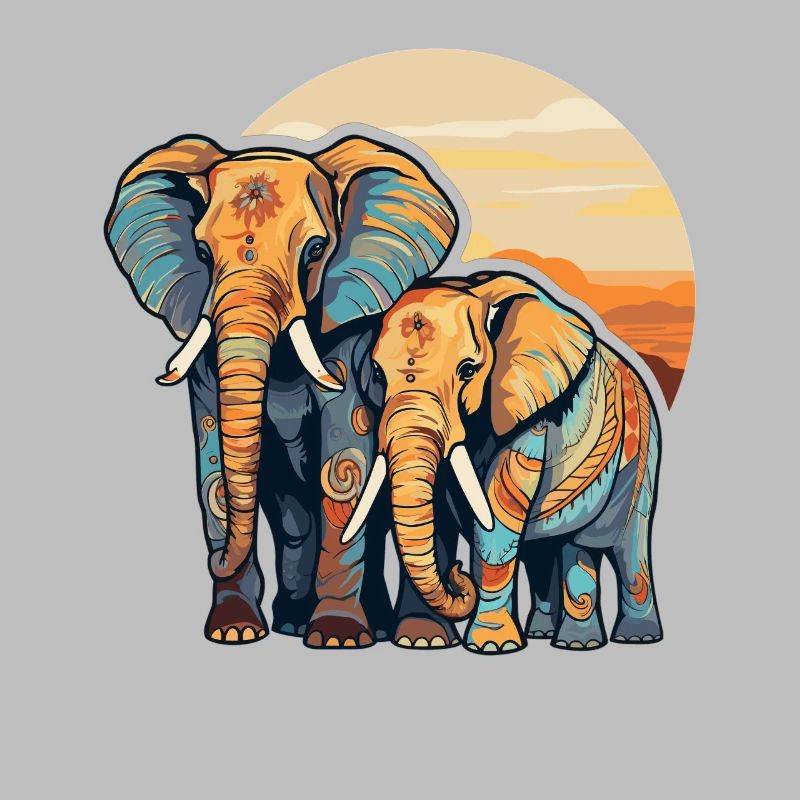 Elephant mom and child
