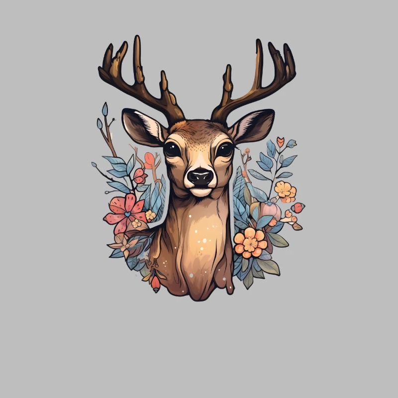 Deer floral pattern