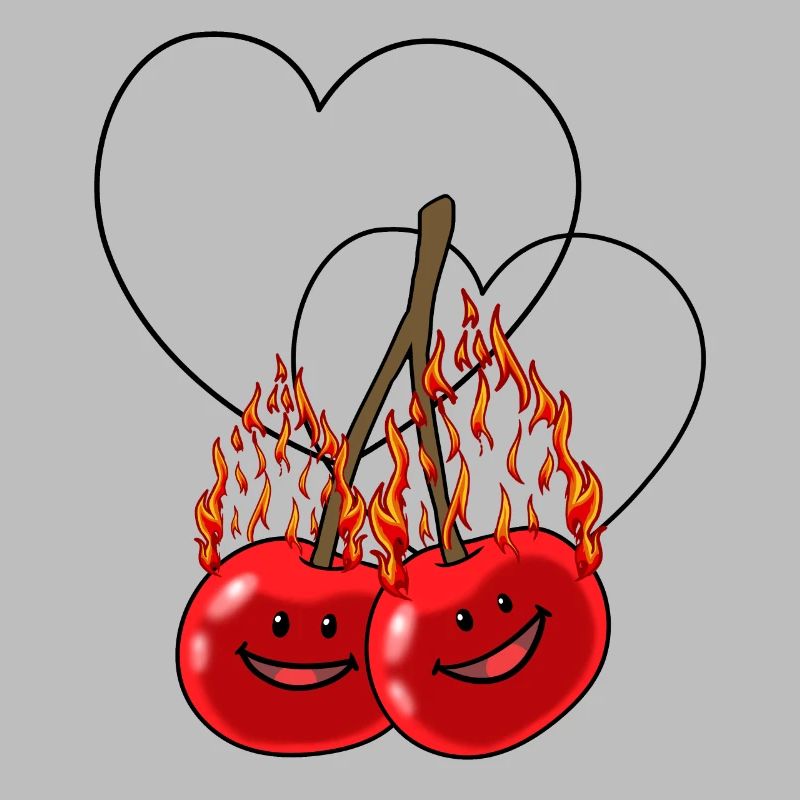 fiery cherries cherry hot fruit hearts