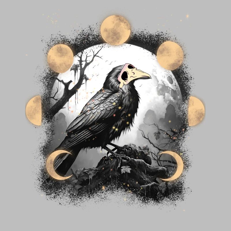 Crow Halloween Medieval Plague Moon Phase Raven