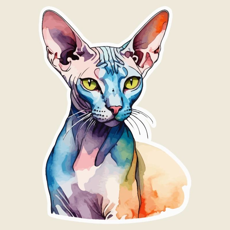 Sphynx Katze Wasserfarben