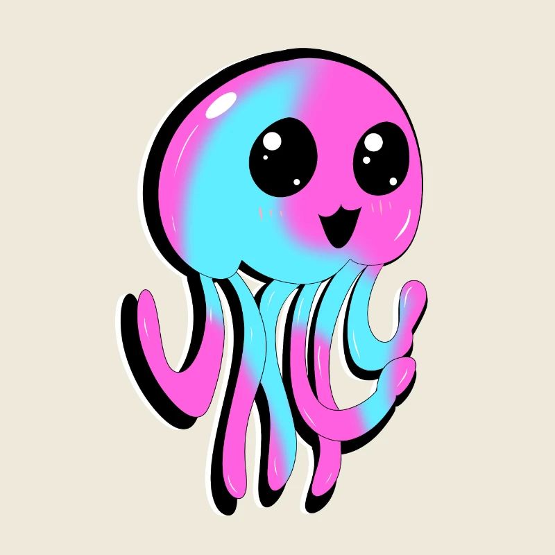 Cute pink blue comic/anime jellyfish