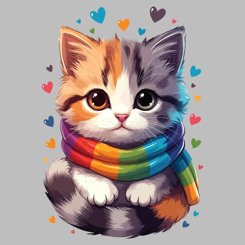 Rainbow Kitten Scarf