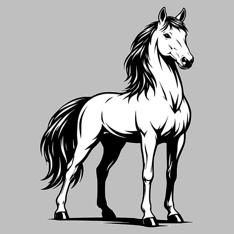 Pferd_stehend_Schwarz-White