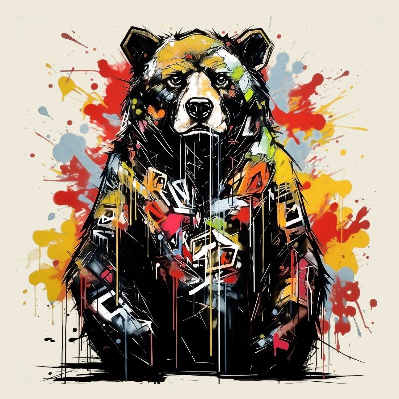 Brüllender Bär. Stärke im Graffiti-Stil.