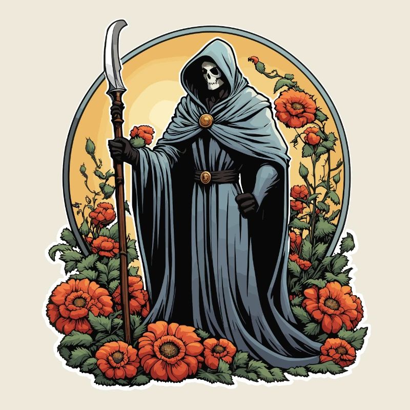 Sensenmann Blumen Illustration