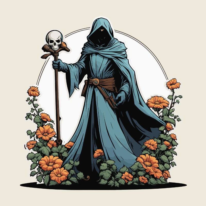 Sensenmann Blumen Illustration