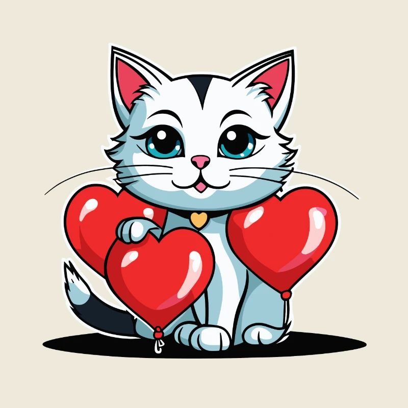 Katze Herz - Valentinstag
