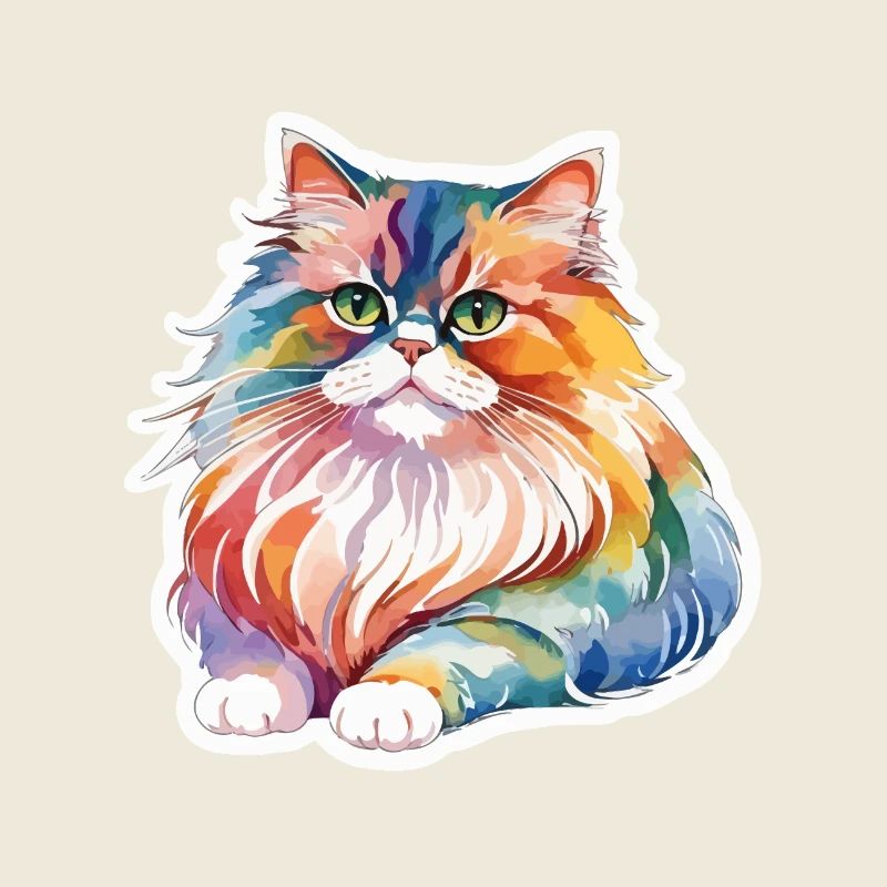 Aquarelles de chat persan