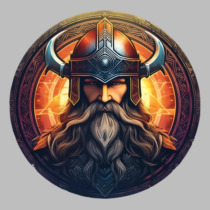Guerrier viking avec casque et décor