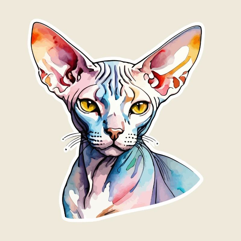 Sphynx Chat Aquarelles