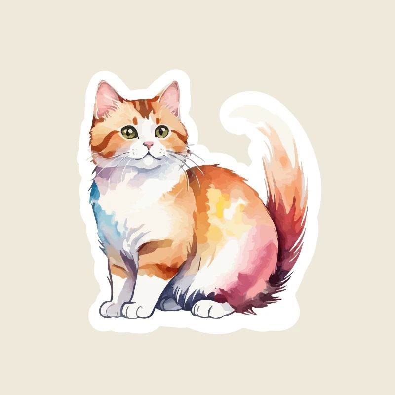 Munchkin Dachshund Cat Watercolor