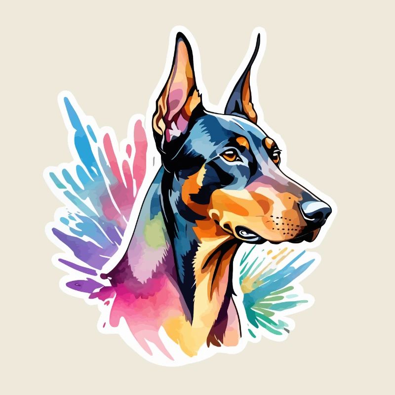 Dobermann Wasserfarben