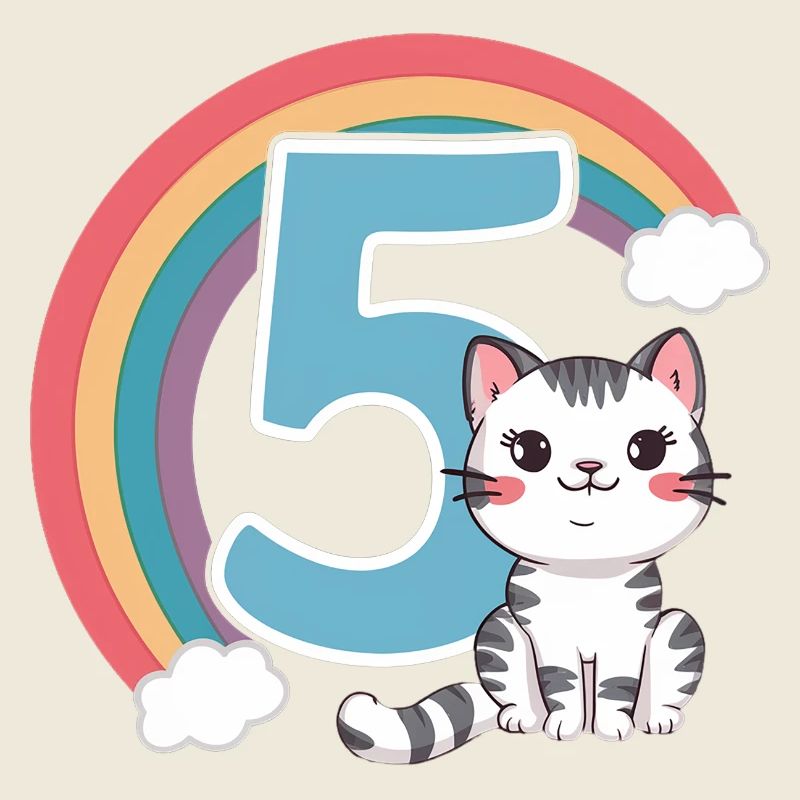 Cute Cat - 5th Birthday - 5 Years