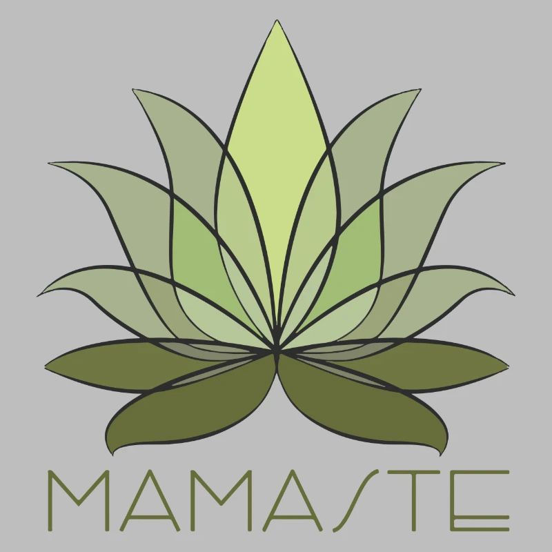 Mamaste, fleur de lotus vert avec lettrage