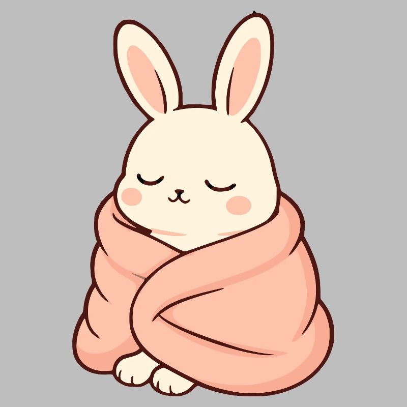 Sleeping bunny in cuddly blanket