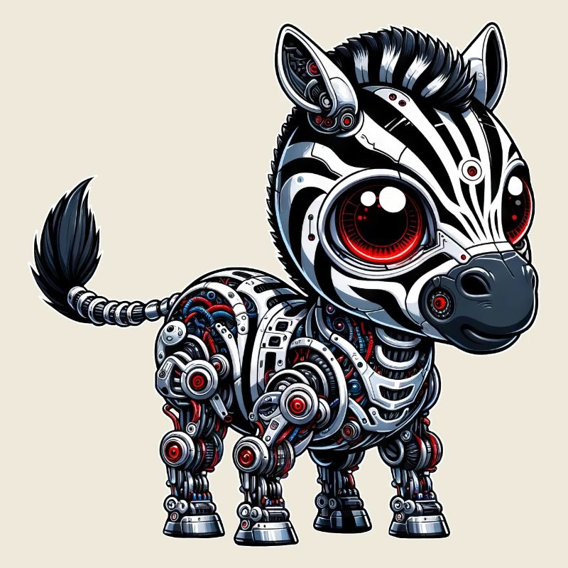 Cyborg Zebra: Roboter mit Roten Augen