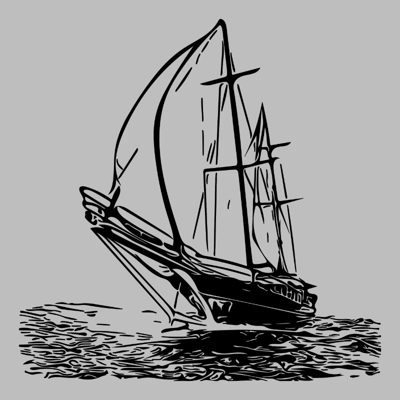 Sleek sailing ship with sails