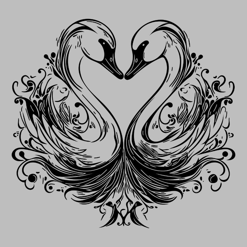 Süsse Elegante Schwäne in Herzform Formation