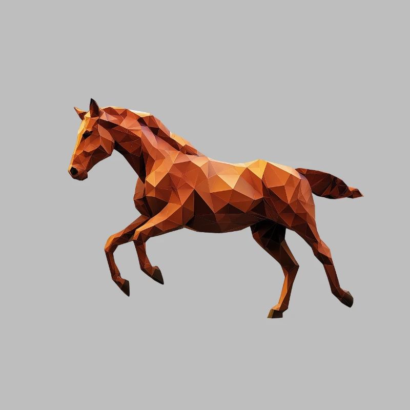 Brown Horse Low Poly Logo Design Fox