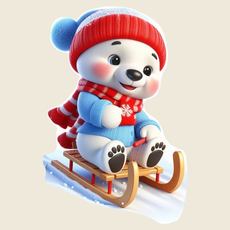 Winterbär auf Schlitten
