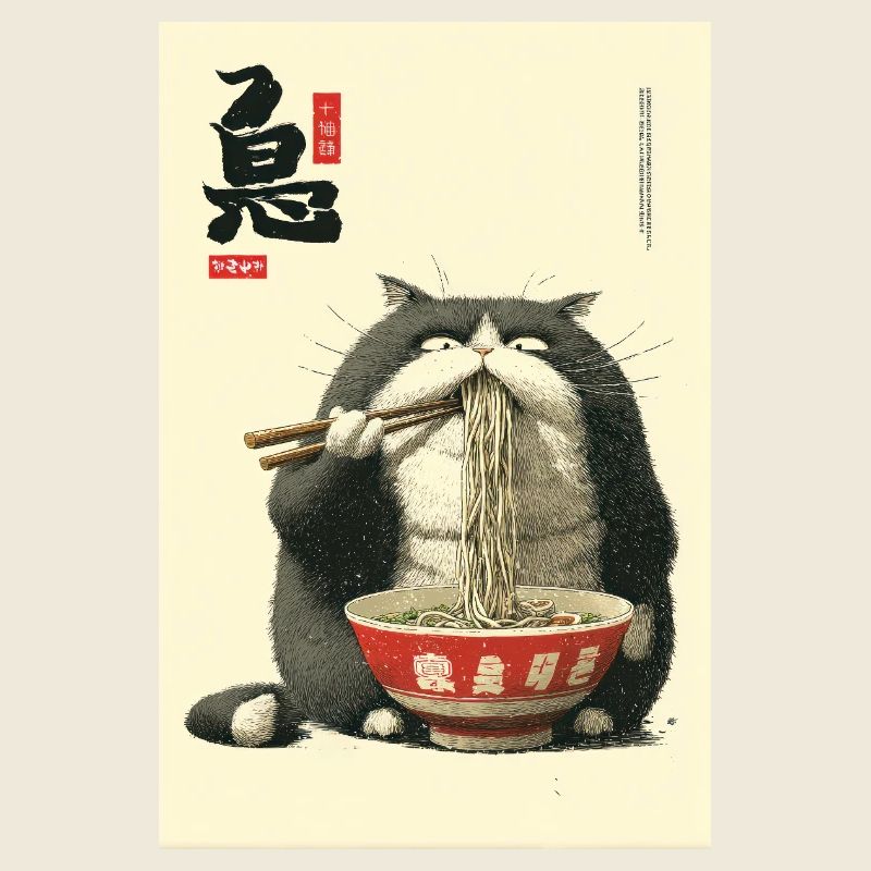 Neko Ramen Cat Slurping Noodles