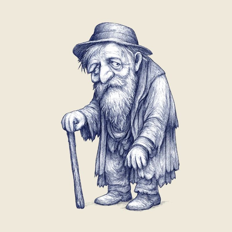 Alter Mann Wanderer mit Stock