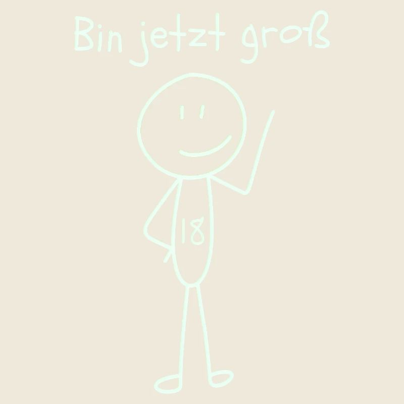 Bin Jetzt Groß 18 – Strichfigur 18. Geburtstag