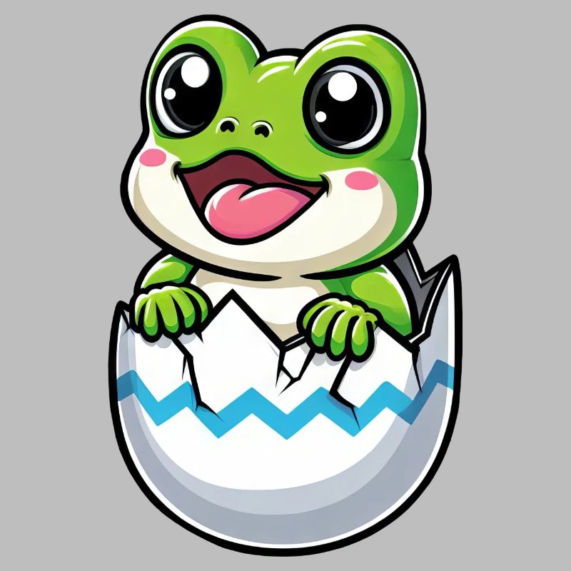 Oeuf de Pâques coloré avec motif de grenouille à éclore