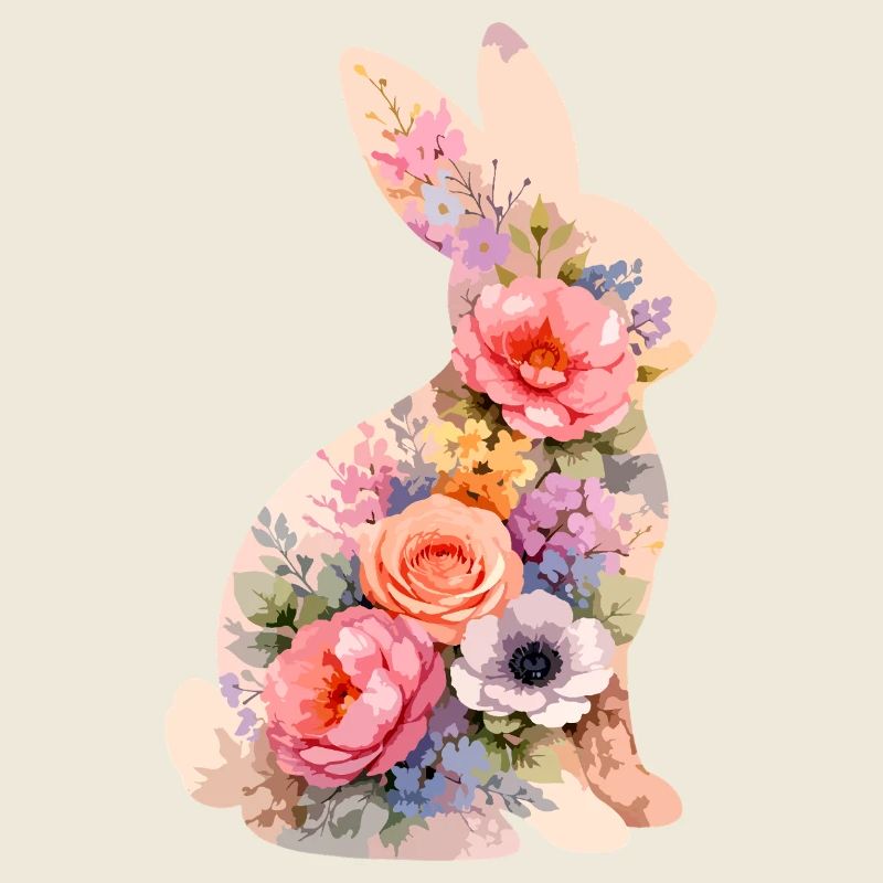 Fleurs pastel de lapins