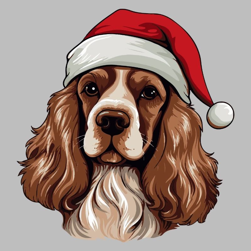 Cocker Spaniel Dog Christmas Head