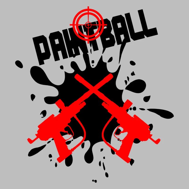 Cible de paintball avec deux pistolets rouges