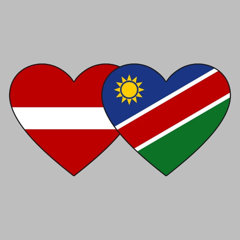 Latvia Namibia Flag Heart