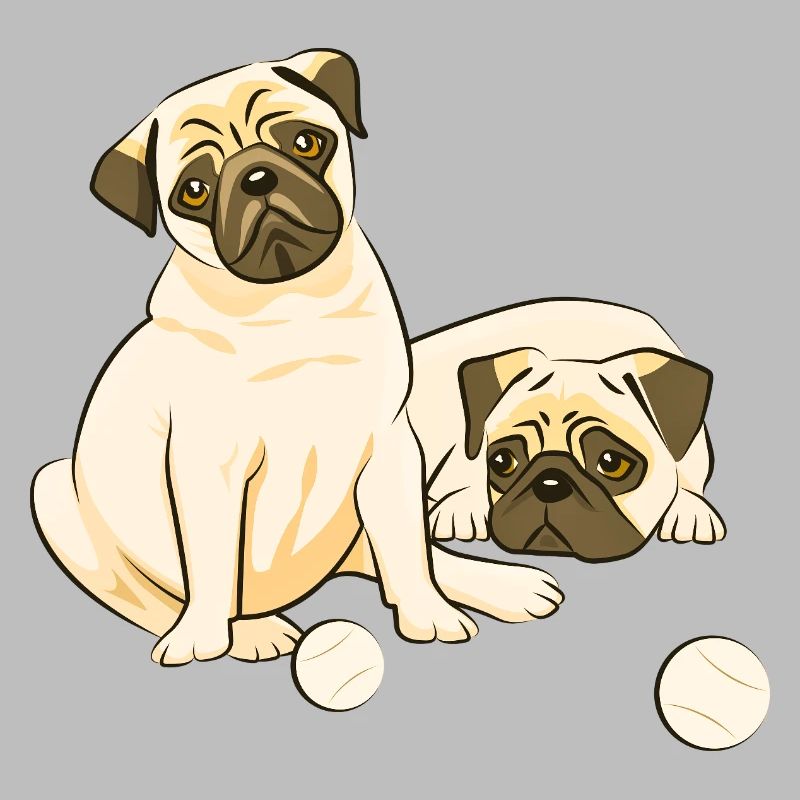 Duos aus Mops, Spieler und Träumer.