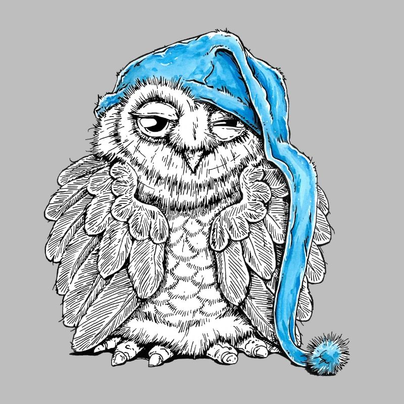 Owl with sleepyhead