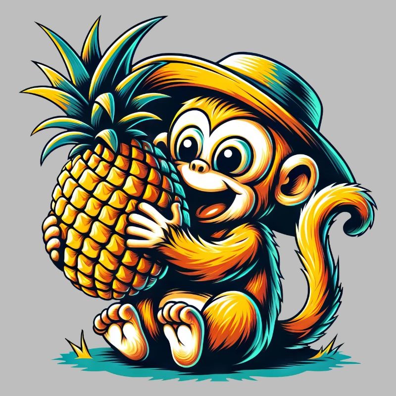 Monkey Chimpanzee Pineapple Comic Fruity Sweet