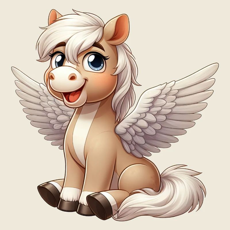 Dessin animé d’ange de cheval mignon avec des ailes
