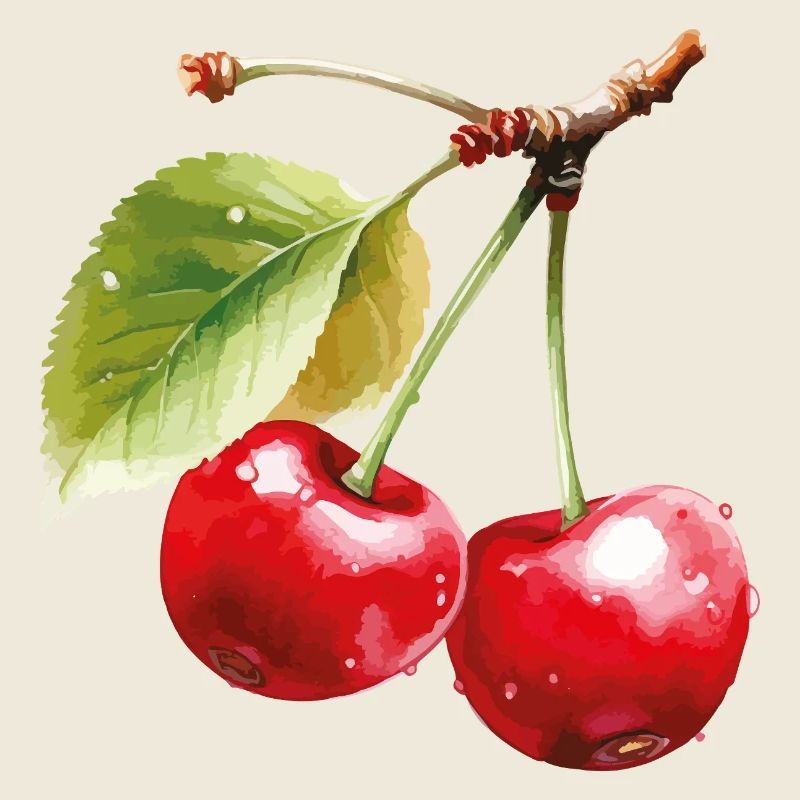 Cherries on leaves