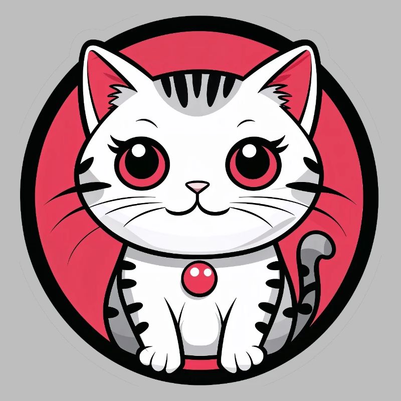 Portrait de chat dans le cercle rose