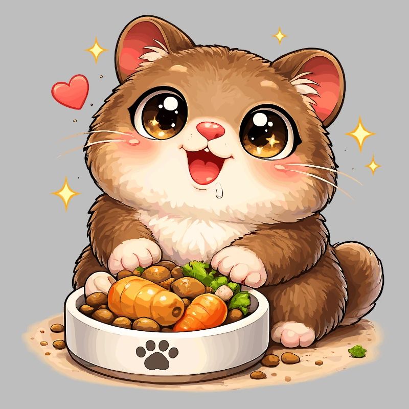 Chat câlin avec gamelle à manger