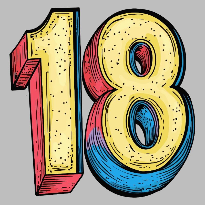 18 Zahl Bunt