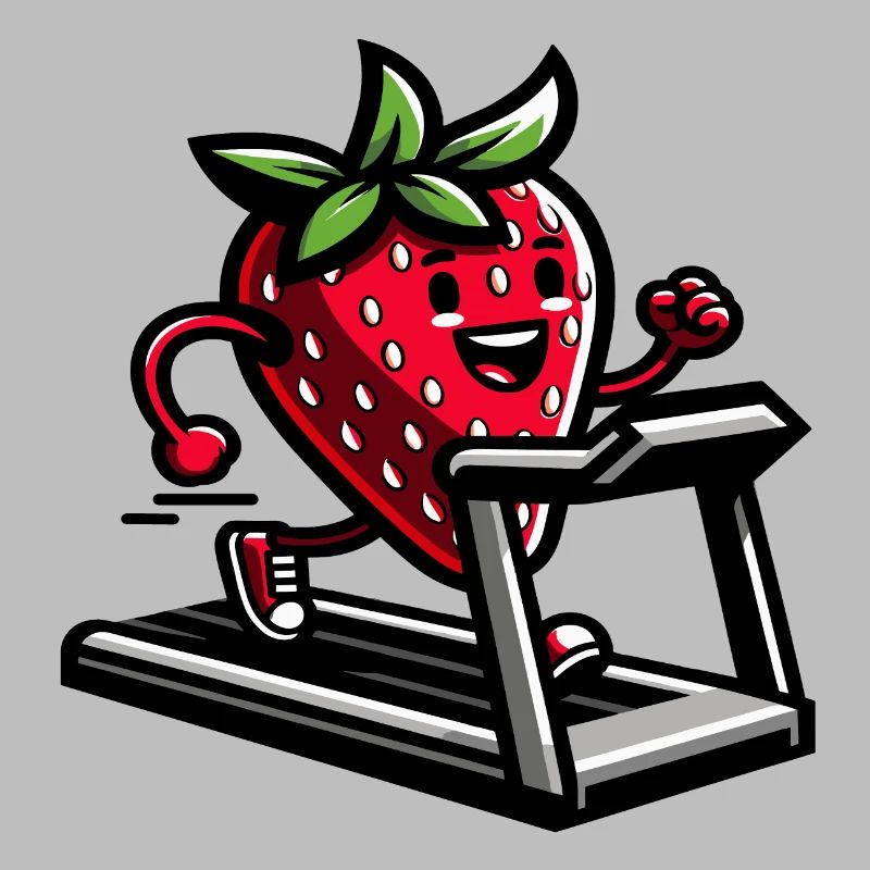 Une fraise sur un tapis de course