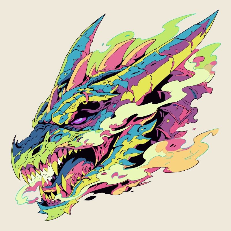 Ein bunter und stilisierter Drache