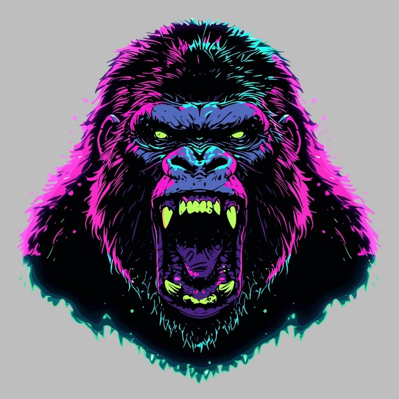 Wütender Gorilla mit leuchtenden Farben